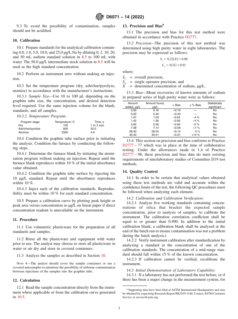 ASTM D6071-14(2022) - Standard Test Method for  Low Level Sodium in High Purity Water by Graphite Furnace Atomic   Absorption Spectroscopy