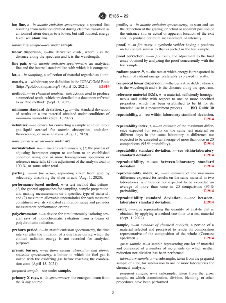 ASTM E135-22 - Standard Terminology Relating to  Analytical Chemistry for Metals, Ores, and Related Materials