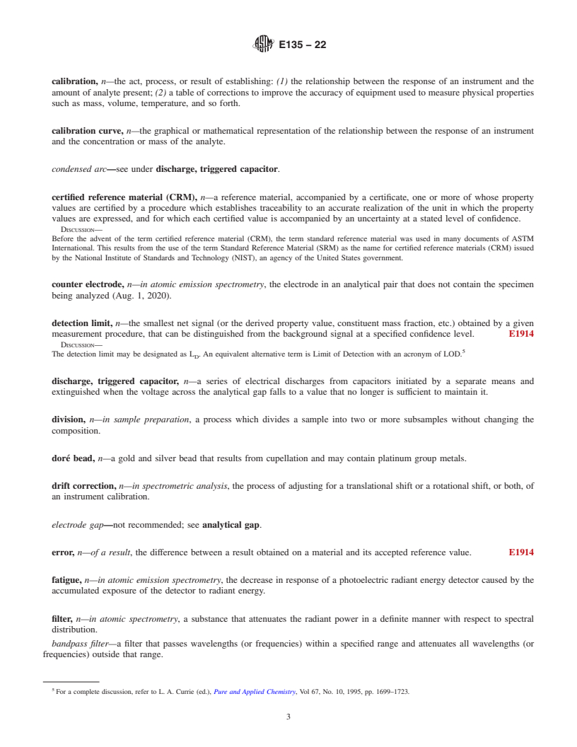 REDLINE ASTM E135-22 - Standard Terminology Relating to  Analytical Chemistry for Metals, Ores, and Related Materials