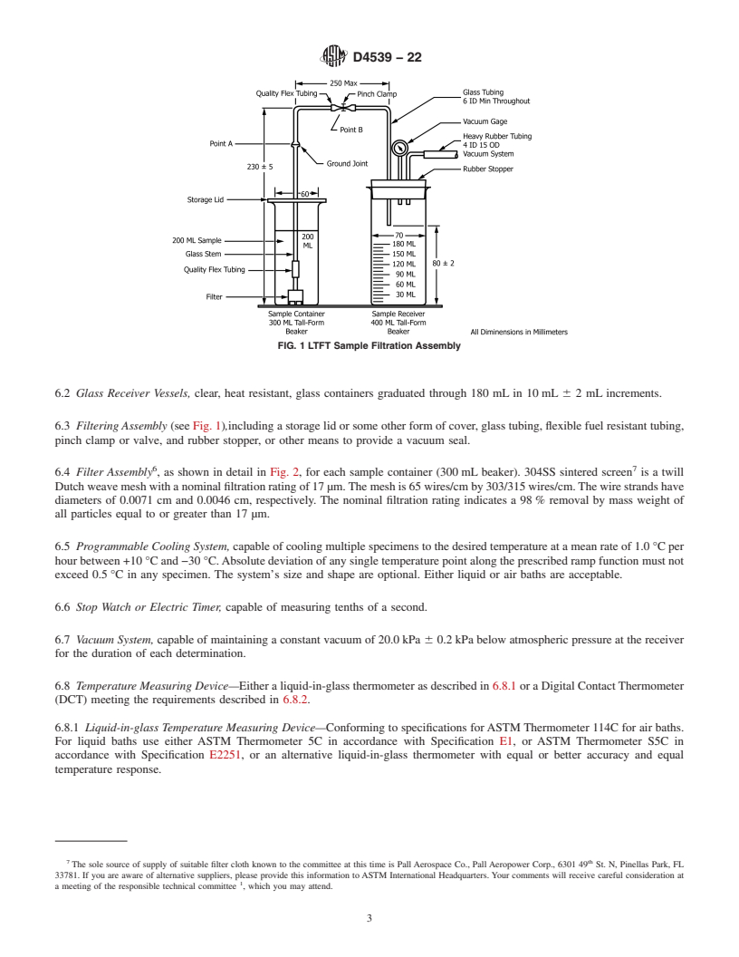 REDLINE ASTM D4539-22 - Standard Test Method for  Filterability of Diesel Fuels by Low-Temperature Flow Test   (LTFT)
