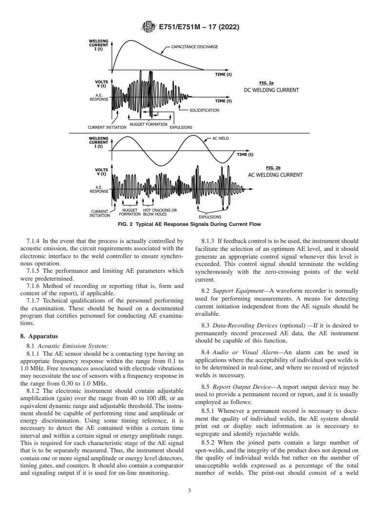 ASTM E751/E751M-17(2022) - Standard Practice for  Acoustic Emission Monitoring During Resistance Spot-Welding