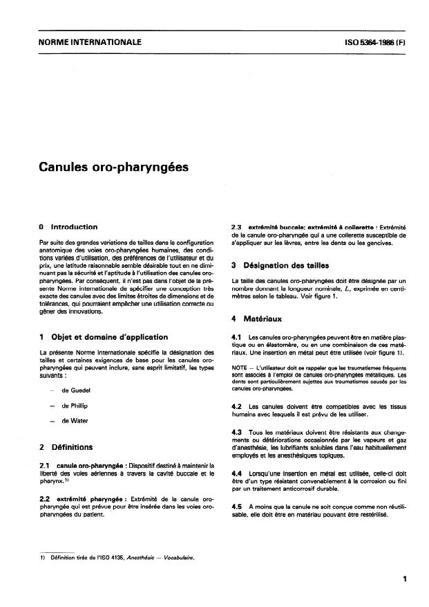 ISO 5364:1986 - Canules oro-pharyngées