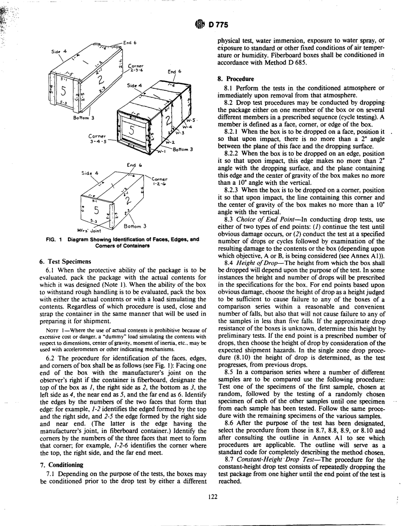 ASTM D775-80(1986) - Method for Drop Test for Loaded Boxes (Withdrawn 1993)