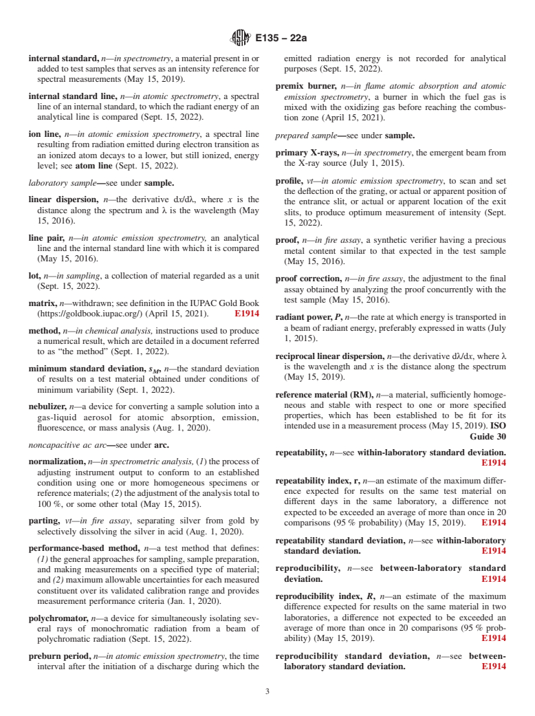 ASTM E135-22a - Standard Terminology Relating to  Analytical Chemistry for Metals, Ores, and Related Materials