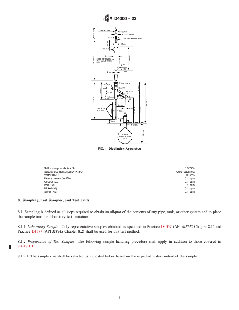 REDLINE ASTM D4006-22 - Standard Test Method for Water in Crude Oil by Distillation