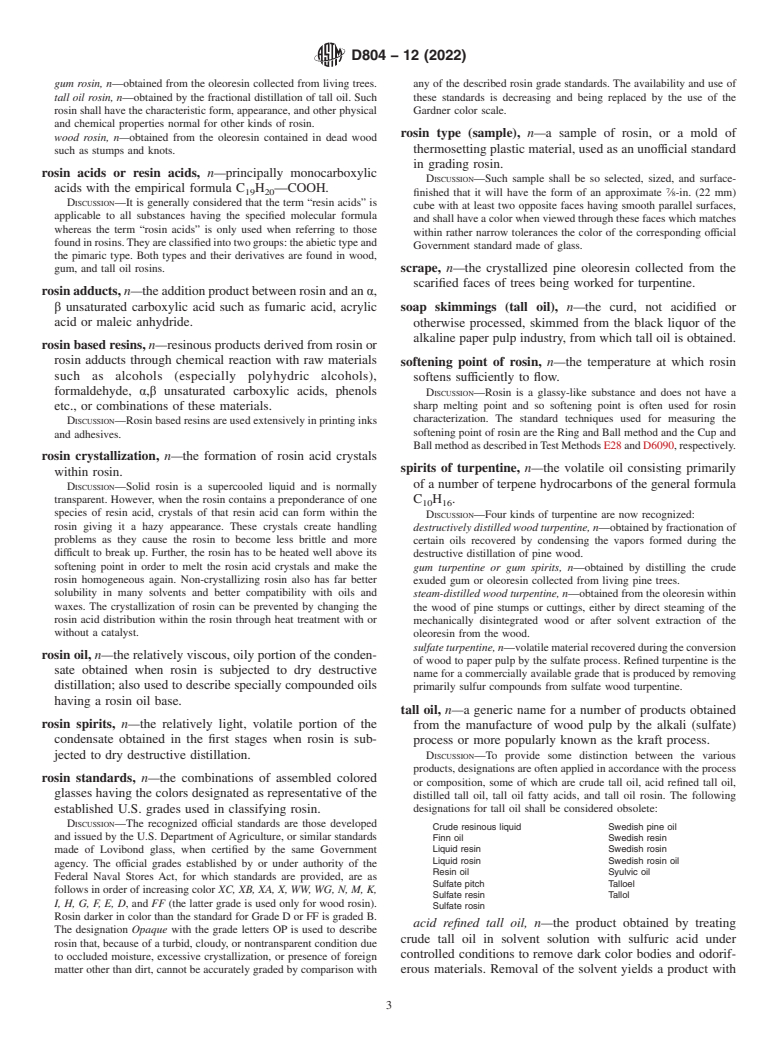 ASTM D804-12(2022) - Standard Terminology Relating to Pine Chemicals, Including Tall Oil and Related Products