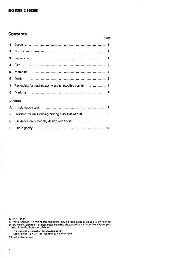 ISO 5366-2:1993 ISO 5366-2:1993 - Tracheostomy tubes - Page 2 preview