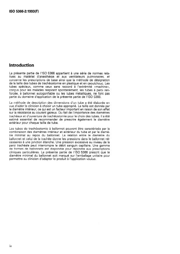 ISO 5366-2:1993 ISO 5366-2:1993 - Tubes de trachéostomie - Page 4 preview