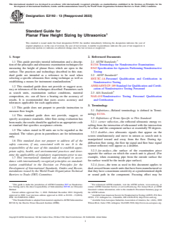 ASTM E2192-13(2022) ASTM E2192-13(2022) - Standard Guide for Planar Flaw Height Sizing by Ultrasonics - Page 1 preview