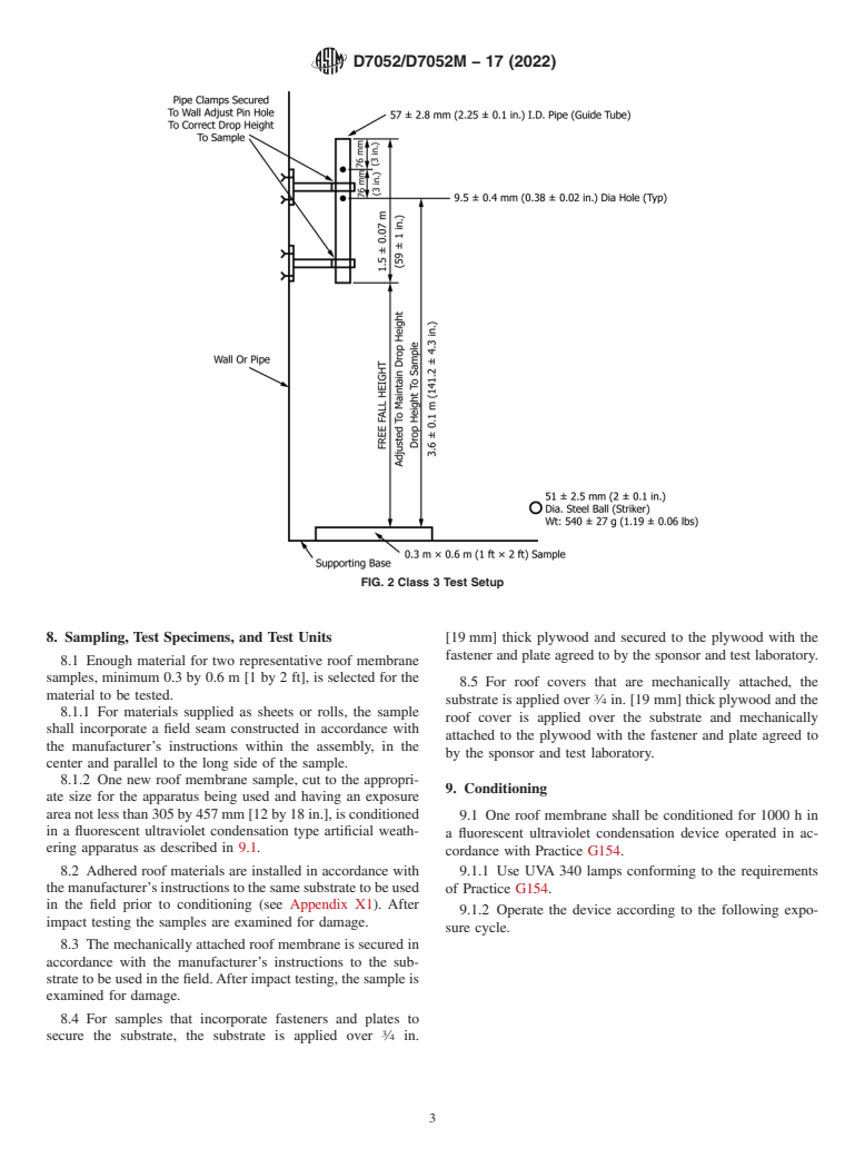 ASTM D7052/D7052M-17(2022) - Standard Test Method for Determining Impact Resistance of New Low Slope Roof Membranes  Using Steel Balls (Z8295Z)