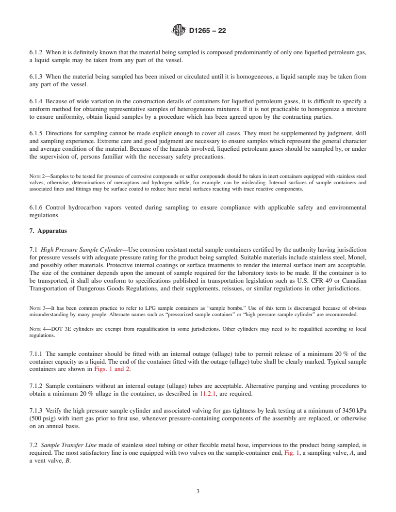 REDLINE ASTM D1265-22 - Standard Practice for  Sampling Liquefied Petroleum (LP) Gases, Manual Method