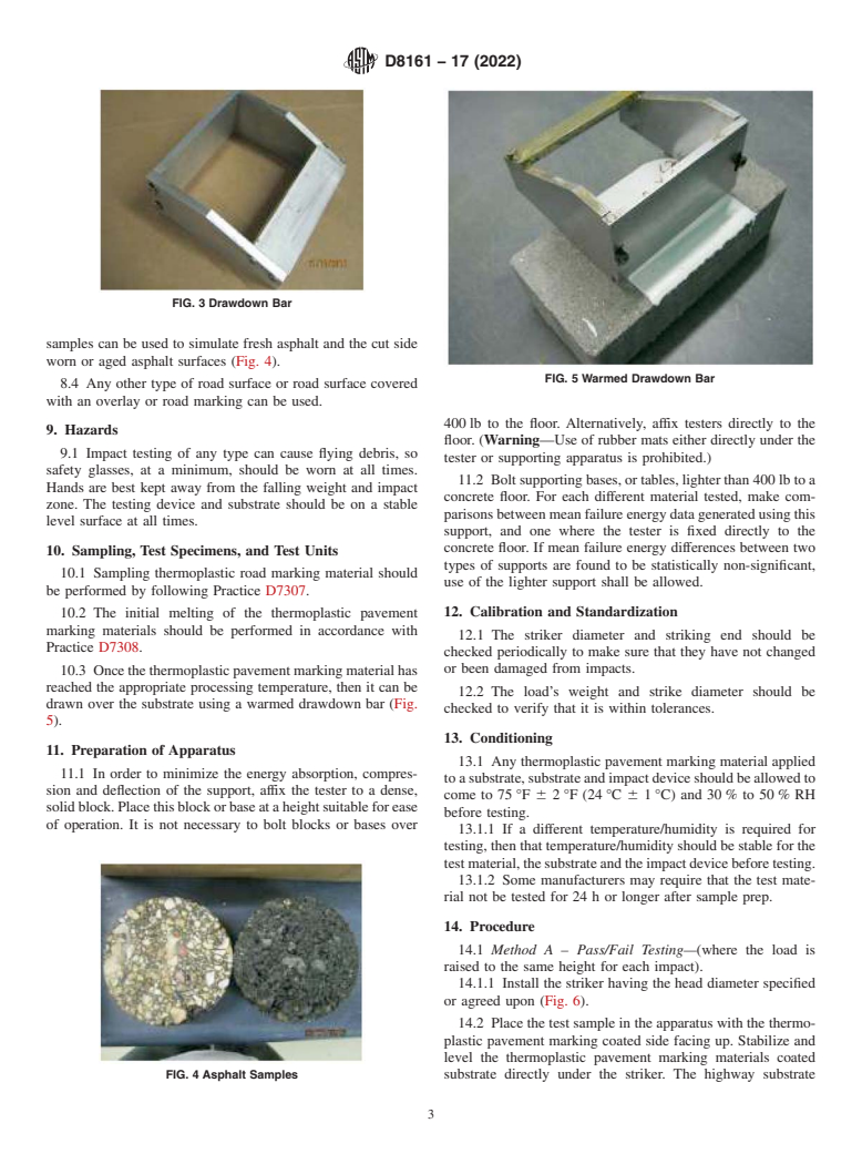 ASTM D8161-17(2022) - Standard Test Method for Impact Resistance of Thermoplastic Pavement Marking Materials  over a Highway Substrate by Means of a Striker Impacted by a Falling  Weight