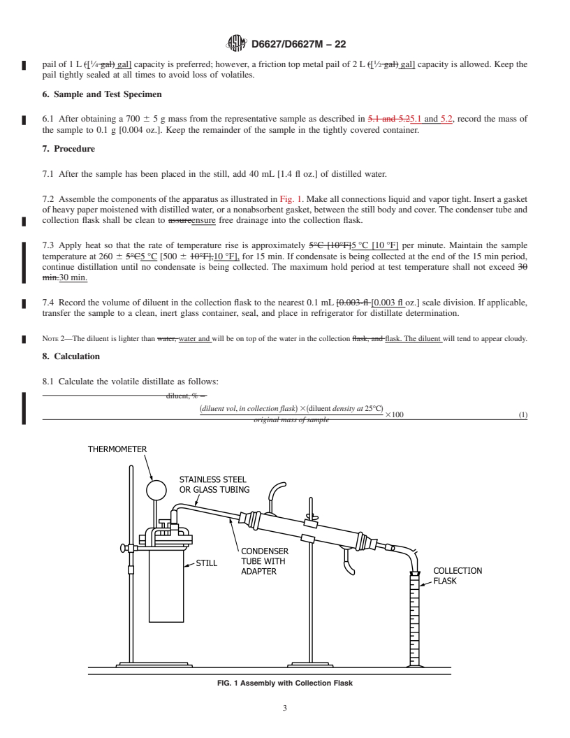 REDLINE ASTM D6627/D6627M-22 - Standard Test Method for Determination of a Volatile Distillate Fraction of Cold Asphalt  Mixtures