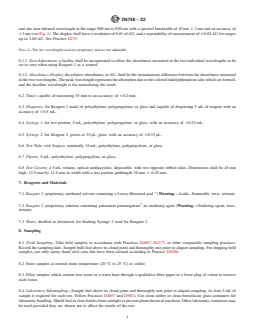 ASTM D6748-22 REDLINE ASTM D6748-22 - Standard Test Method for Determination of Potential Instability of Middle Distillate Fuels Caused by the Presence of Phenalenes and Phenalenones (Rapid Method by Portable Spectrophotometer) - Page 4 preview
