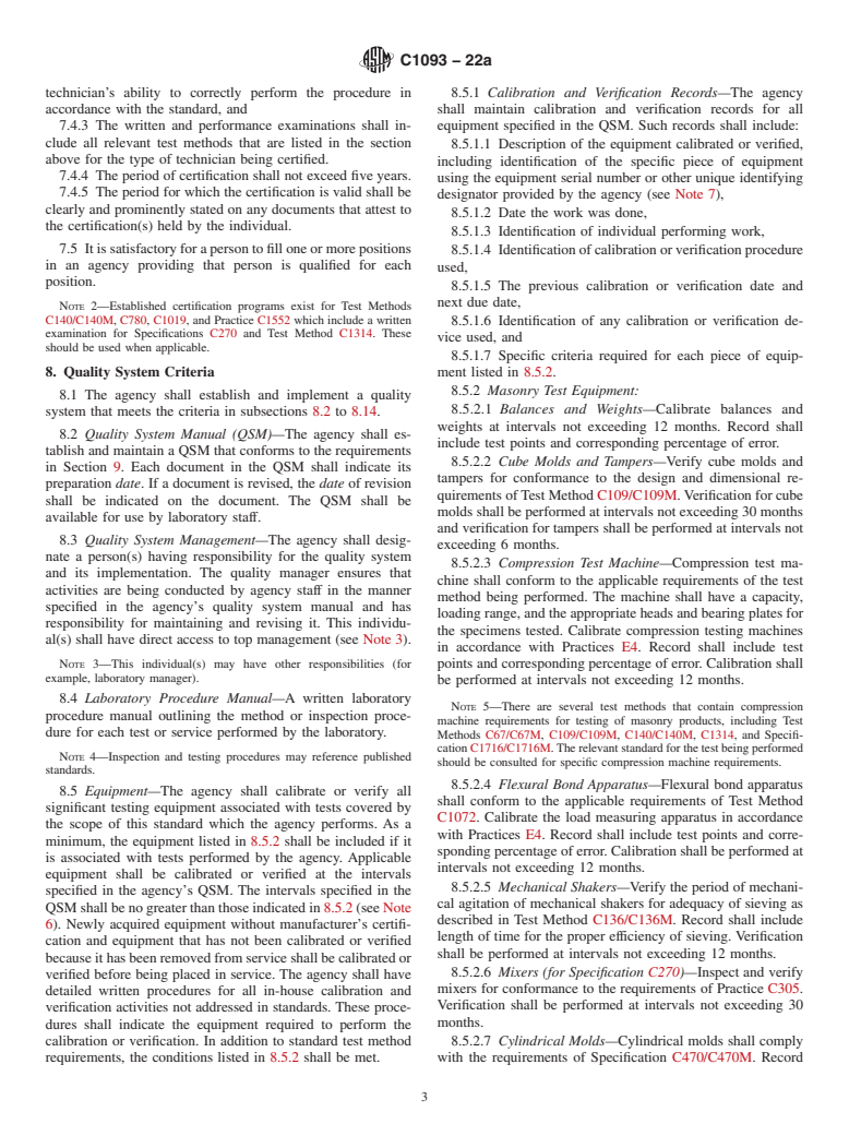 ASTM C1093-22a - Standard Practice for Accreditation of Testing Agencies for Masonry