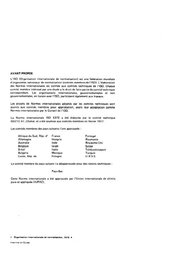 ISO 5372:1978 ISO 5372:1978 - Phosphates condensés a usage industriel (y compris les industries alimentaires) -- Dosage de l'arsenic -- Méthode photométrique au diéthyldithiocarbamate d'argent - Page 2 preview