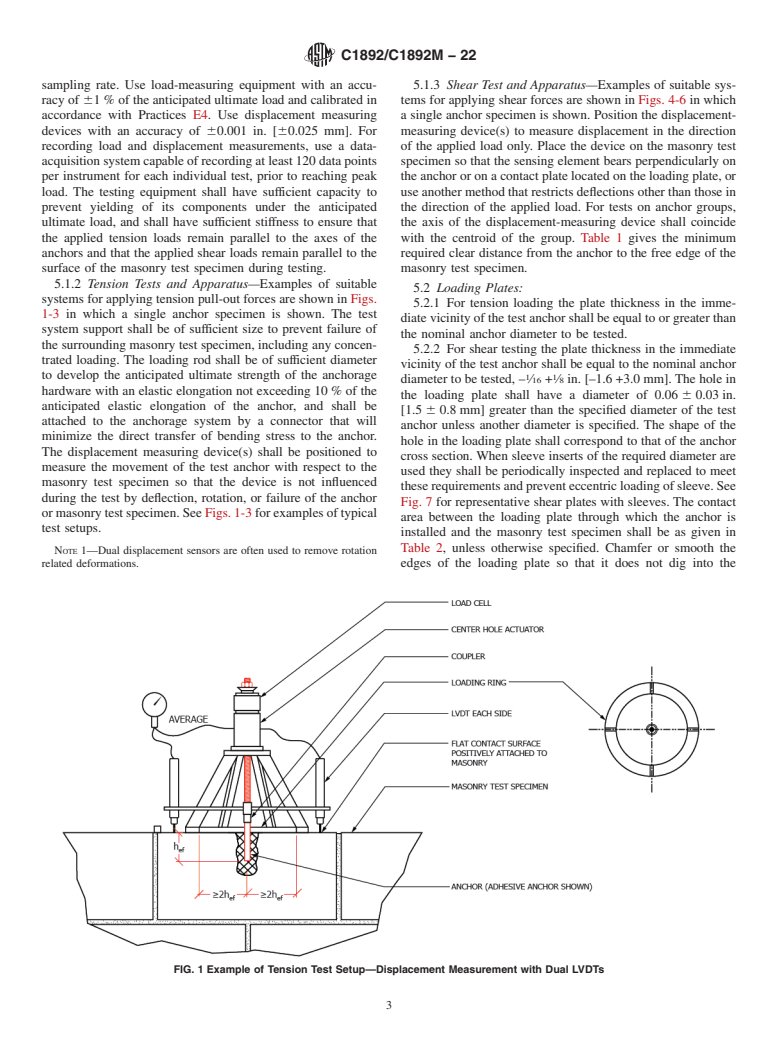 ASTM C1892/C1892M-22 - Standard Test Methods for Strength of Anchors in Masonry