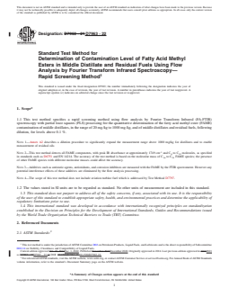 REDLINE ASTM D7963-22 - Standard Test Method for Determination of Contamination Level of Fatty Acid Methyl Esters  in Middle Distillate and Residual Fuels Using Flow Analysis by Fourier  Transform Infrared Spectroscopy—Rapid Screening Method