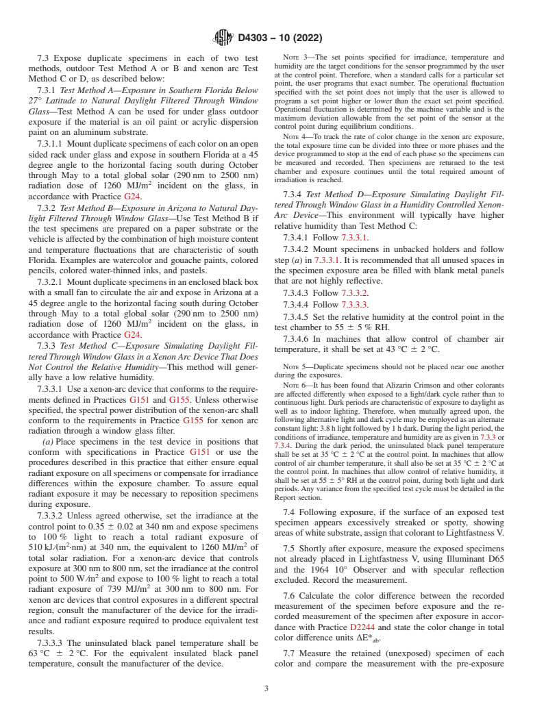 ASTM D4303-10(2022) - Standard Test Methods for Lightfastness of Colorants Used in Artists' Materials