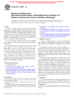 ASTM D8491-22 - Standard Test Method for Recovered Carbon Black—Rheological Non-Linearity of  a Rubber Compound by Fourier Transform Rheology