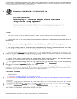 ASTM D7227/D7227M-22 REDLINE ASTM D7227/D7227M-22 - Standard Practice for Rapid Drying of Compacted Asphalt Mixture Specimens Using Vacuum Drying Apparatus - Page 1 preview