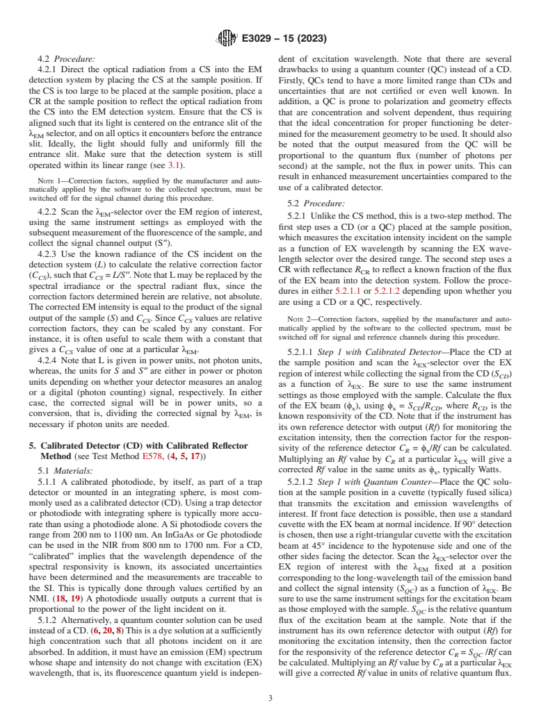 ASTM E3029-15(2023) - Standard Practice for Determining Relative Spectral Correction Factors for Emission  Signal of Fluorescence Spectrometers