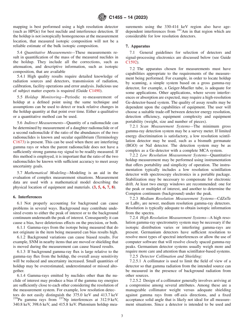 ASTM C1455-14(2023) - Standard Test Method for  Nondestructive Assay of Special Nuclear Material Holdup Using  Gamma-Ray Spectroscopic Methods