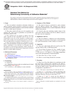 ASTM D3310-00(2023) ASTM D3310-00(2023) - Standard Test Method for Determining Corrosivity of Adhesive Materials - Page 1 preview
