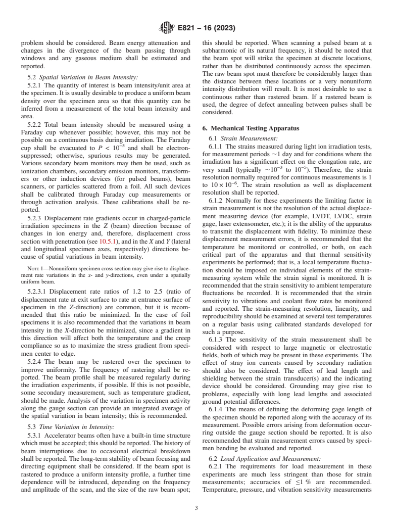 ASTM E821-16(2023) - Standard Practice for  Measurement of Mechanical Properties During Charged-Particle  Irradiation