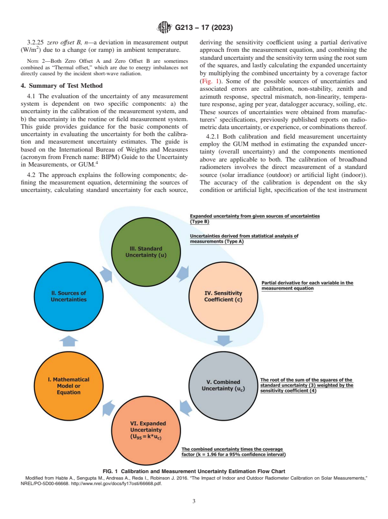 ASTM G213-17(2023) - Standard Guide for Evaluating Uncertainty in Calibration and Field Measurements  of Broadband Irradiance with Pyranometers and Pyrheliometers