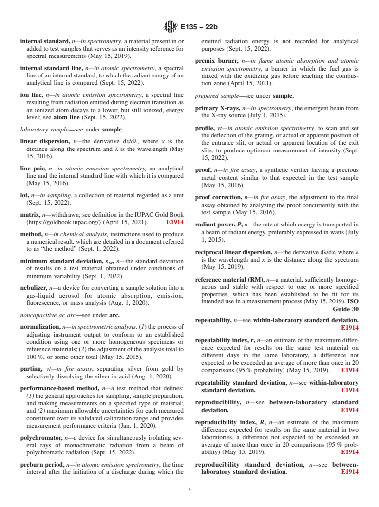 ASTM E135-22b - Standard Terminology Relating to  Analytical Chemistry for Metals, Ores, and Related Materials