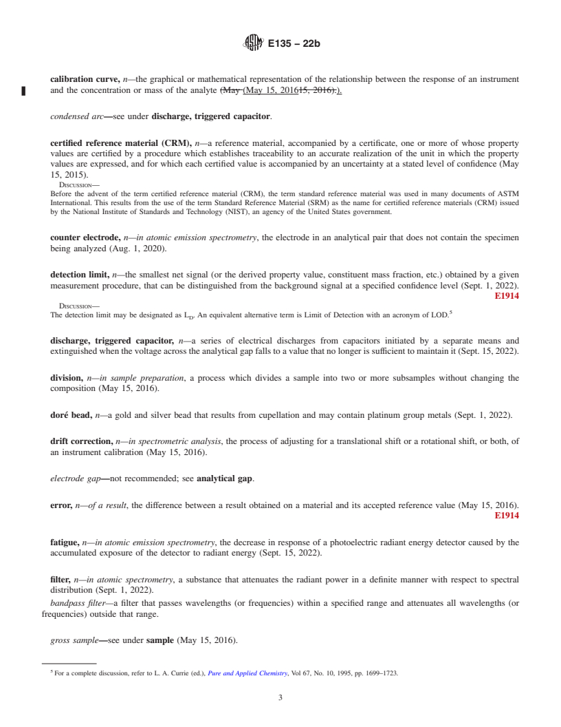 REDLINE ASTM E135-22b - Standard Terminology Relating to  Analytical Chemistry for Metals, Ores, and Related Materials