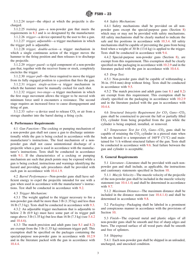 ASTM F589-23 - Standard Consumer Safety Specification for  Non-Powder Guns