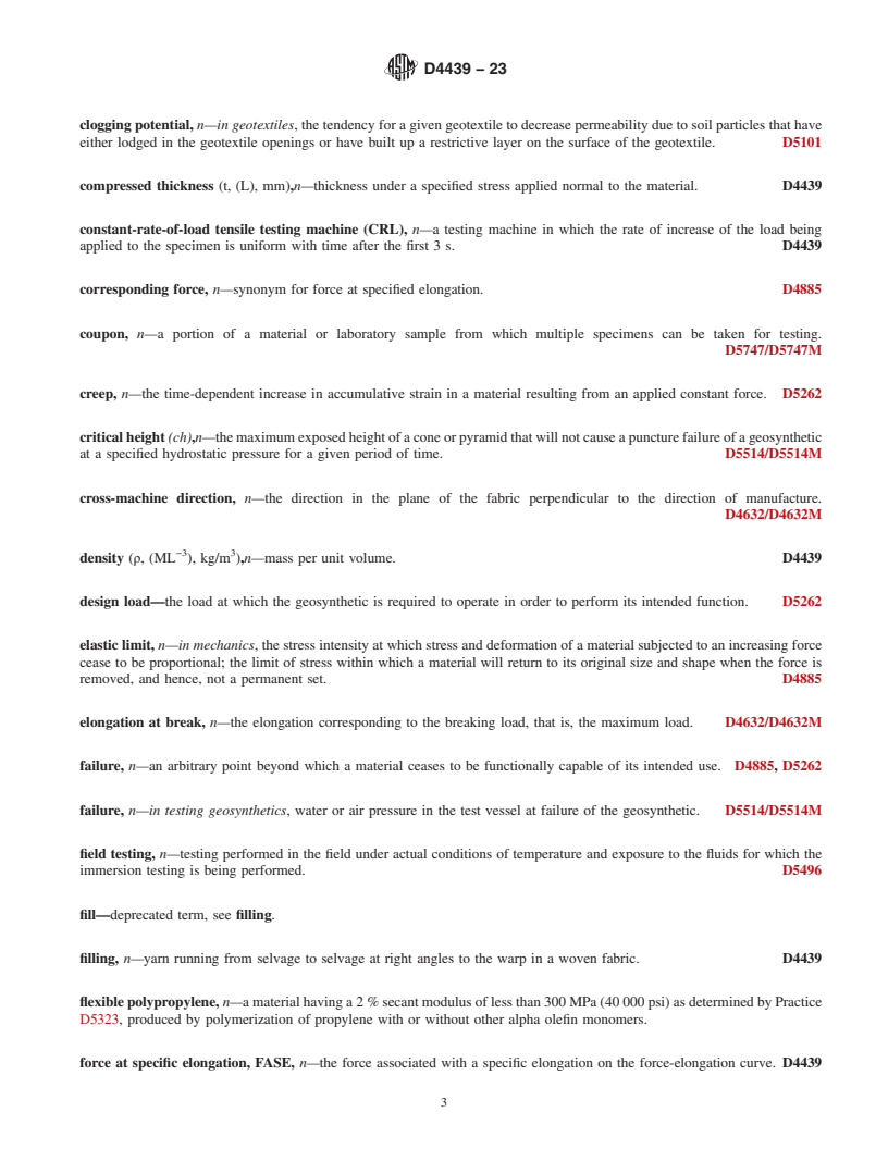 REDLINE ASTM D4439-23 - Standard Terminology for Geosynthetics