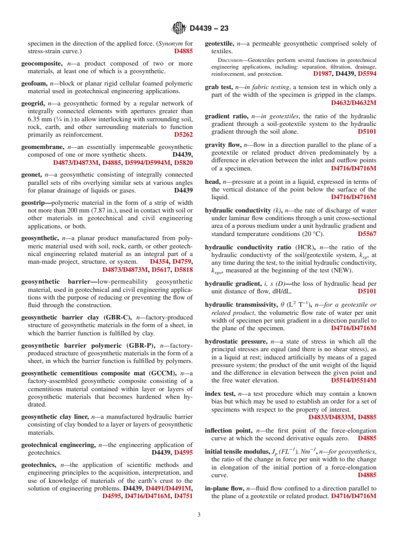 ASTM D4439-23 - Standard Terminology for Geosynthetics