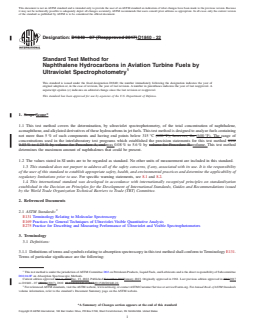ASTM D1840-22 REDLINE ASTM D1840-22 - Standard Test Method for Naphthalene Hydrocarbons in Aviation Turbine Fuels by Ultraviolet Spectrophotometry - Page 1 preview
