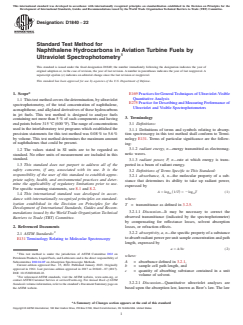ASTM D1840-22 ASTM D1840-22 - Standard Test Method for Naphthalene Hydrocarbons in Aviation Turbine Fuels by Ultraviolet Spectrophotometry - Page 1 preview