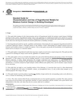 REDLINE ASTM E3054/E3054M-23 - Standard Guide for Characterization and Use of Hygrothermal Models for Moisture  Control Design in Building Envelopes - Page 1 preview