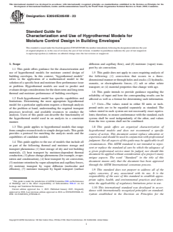 ASTM E3054/E3054M-23 - Standard Guide for Characterization and Use of Hygrothermal Models for Moisture  Control Design in Building Envelopes - Page 1 preview