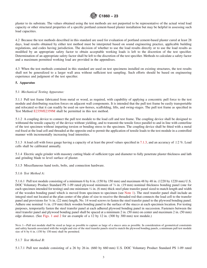 REDLINE ASTM C1860-23 - Standard Test Methods for Measurement of Tensile Strength or Bond Strength of Portland  Cement-Based Plaster by Direct Tension