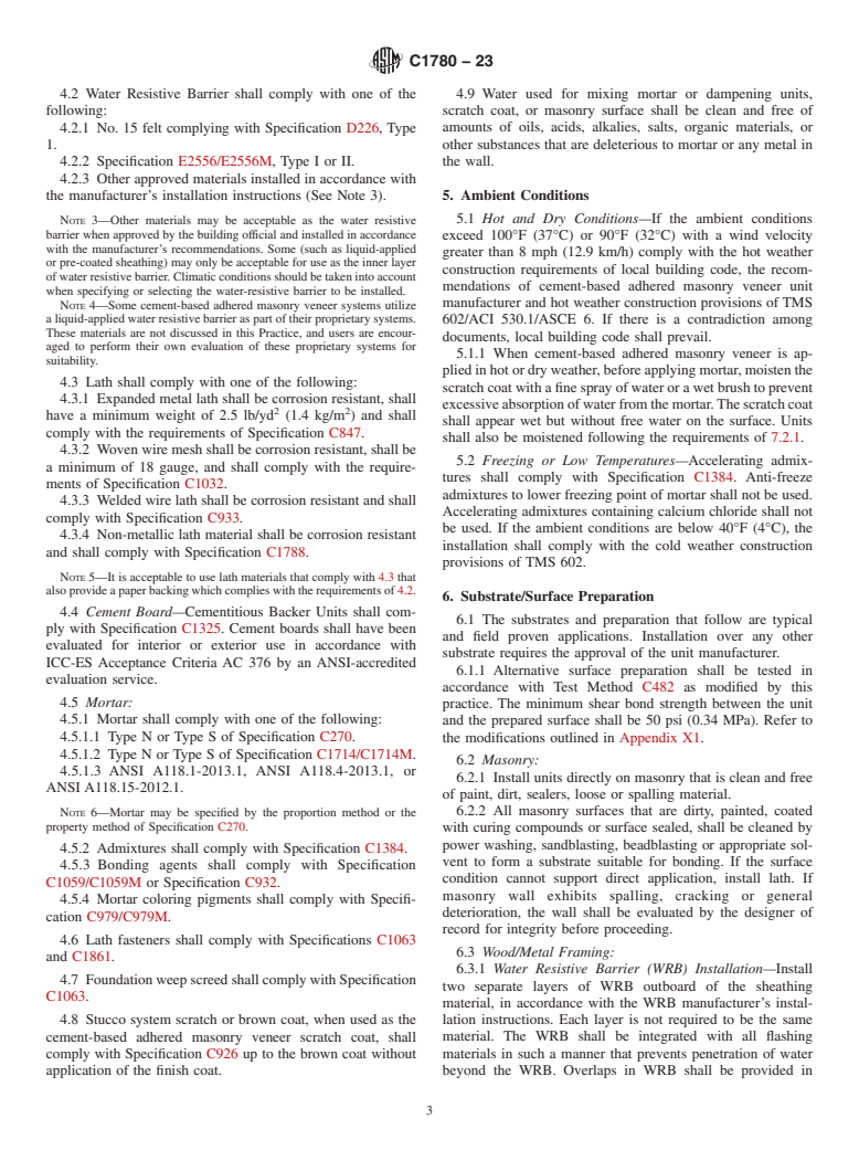 ASTM C1780-23 - Standard Practice for Installation Methods for Cement-based Adhered Masonry Veneer