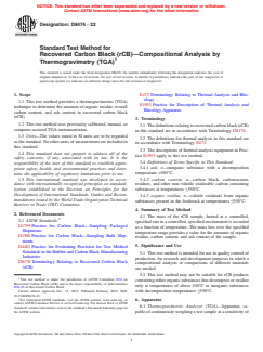 ASTM D8474-22 ASTM D8474-22 - Standard Test Method for Recovered Carbon Black (rCB)—Compositional Analysis by Thermogravimetry (TGA)