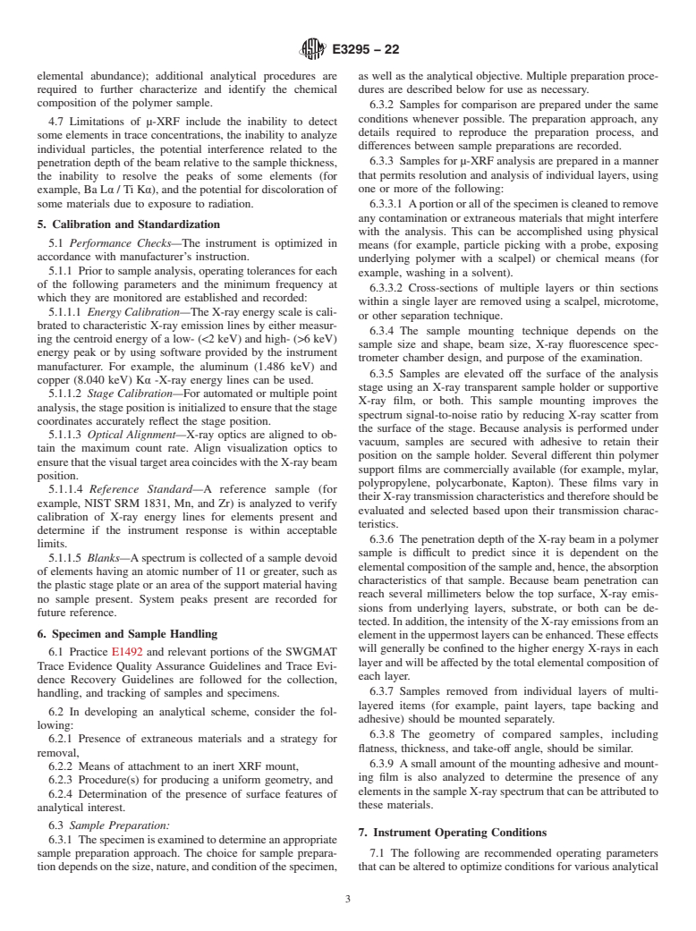 ASTM E3295-22 - Standard Guide for Using Micro X-Ray Fluorescence (μ-XRF) in Forensic Polymer  Examinations