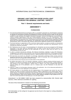 IEC 62868-1:2020/AMD1:2025 - Amendment 1 - Organic light emitting diode (OLED) Light sources for general lighting - Safety - Part 1: General requirements and tests
Released:24. 02. 2025
Isbn:9782832702055 - Page 4 preview