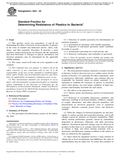 ASTM G22-23 ASTM G22-23 - Standard Practice for Determining Resistance of Plastics to Bacteria - Page 1 preview