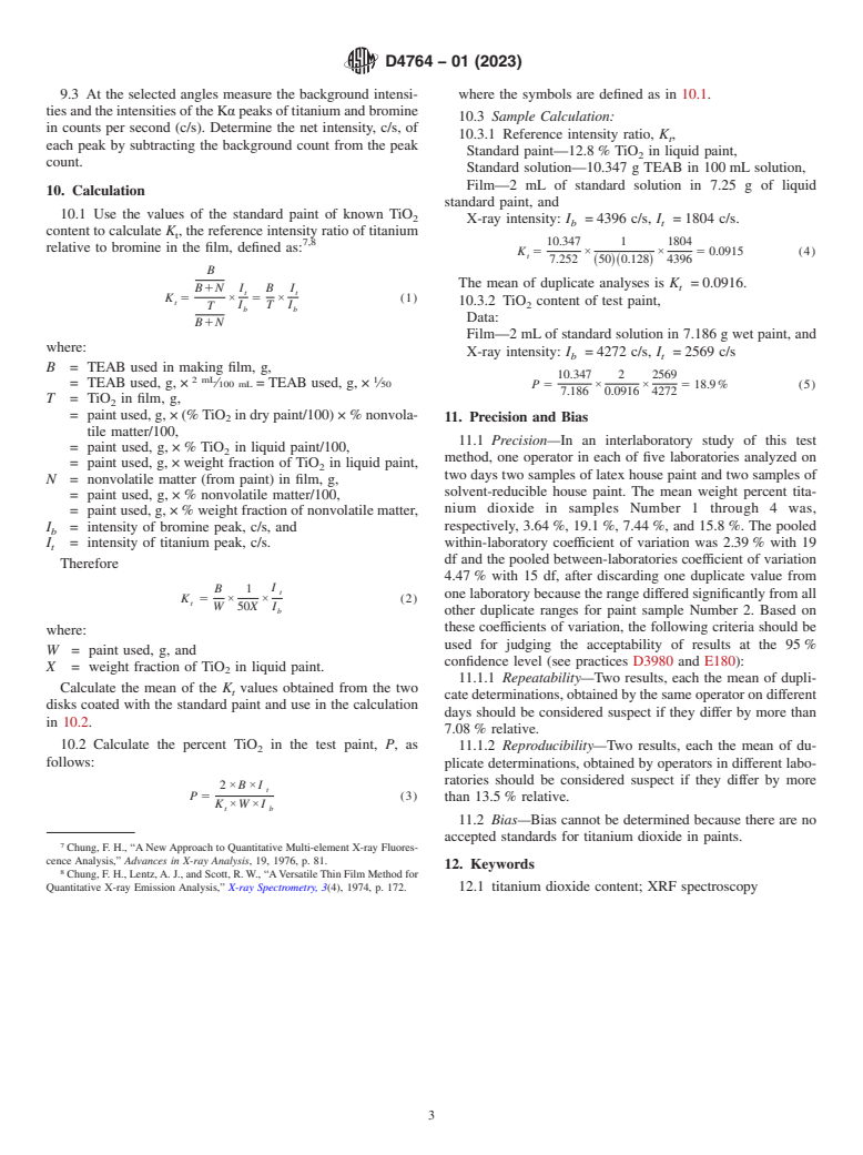 ASTM D4764-01(2023) - Standard Test Method for Determination by X-ray Fluorescence Spectroscopy of Titanium   Dioxide Content in Paint