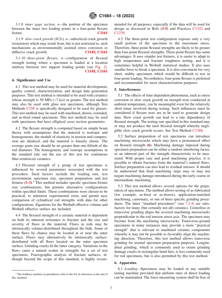 ASTM C1684-18(2023) - Standard Test Method for  Flexural Strength of Advanced Ceramics at Ambient Temperature—Cylindrical  Rod Strength