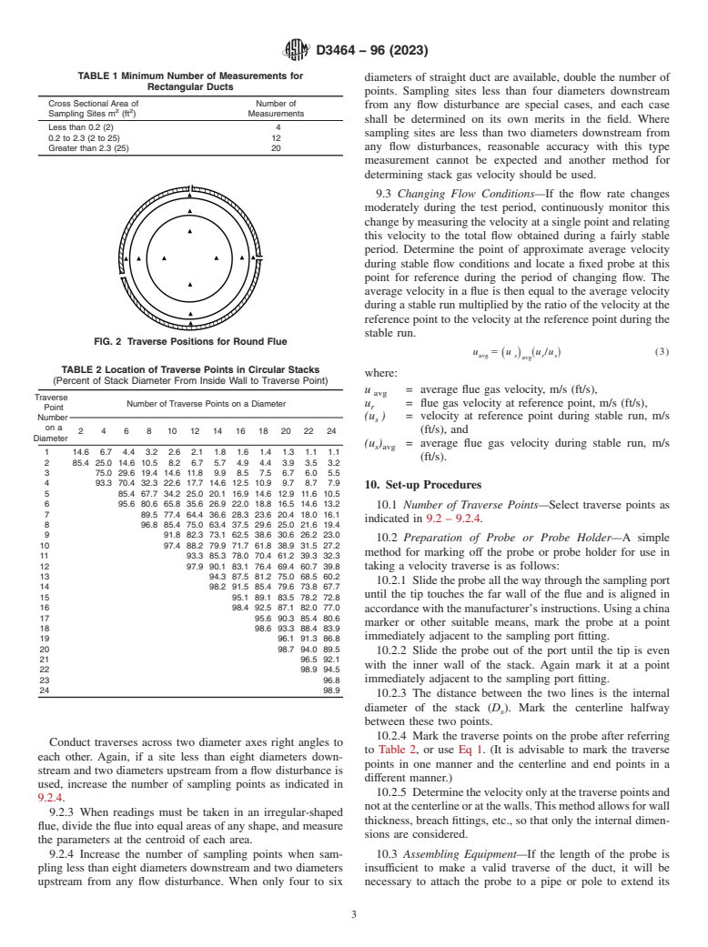 ASTM D3464-96(2023) - Standard Test Method for  Average Velocity in a Duct Using a Thermal Anemometer