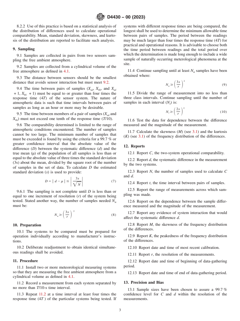 ASTM D4430-00(2023) - Standard Practice for  Determining the Operational Comparability of Meteorological  Measurements