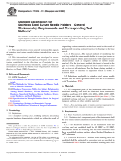 ASTM F1325-91(2023) ASTM F1325-91(2023) - Standard Specification for Stainless Steel Suture Needle Holders—General Workmanship Requirements and Corresponding Test Methods